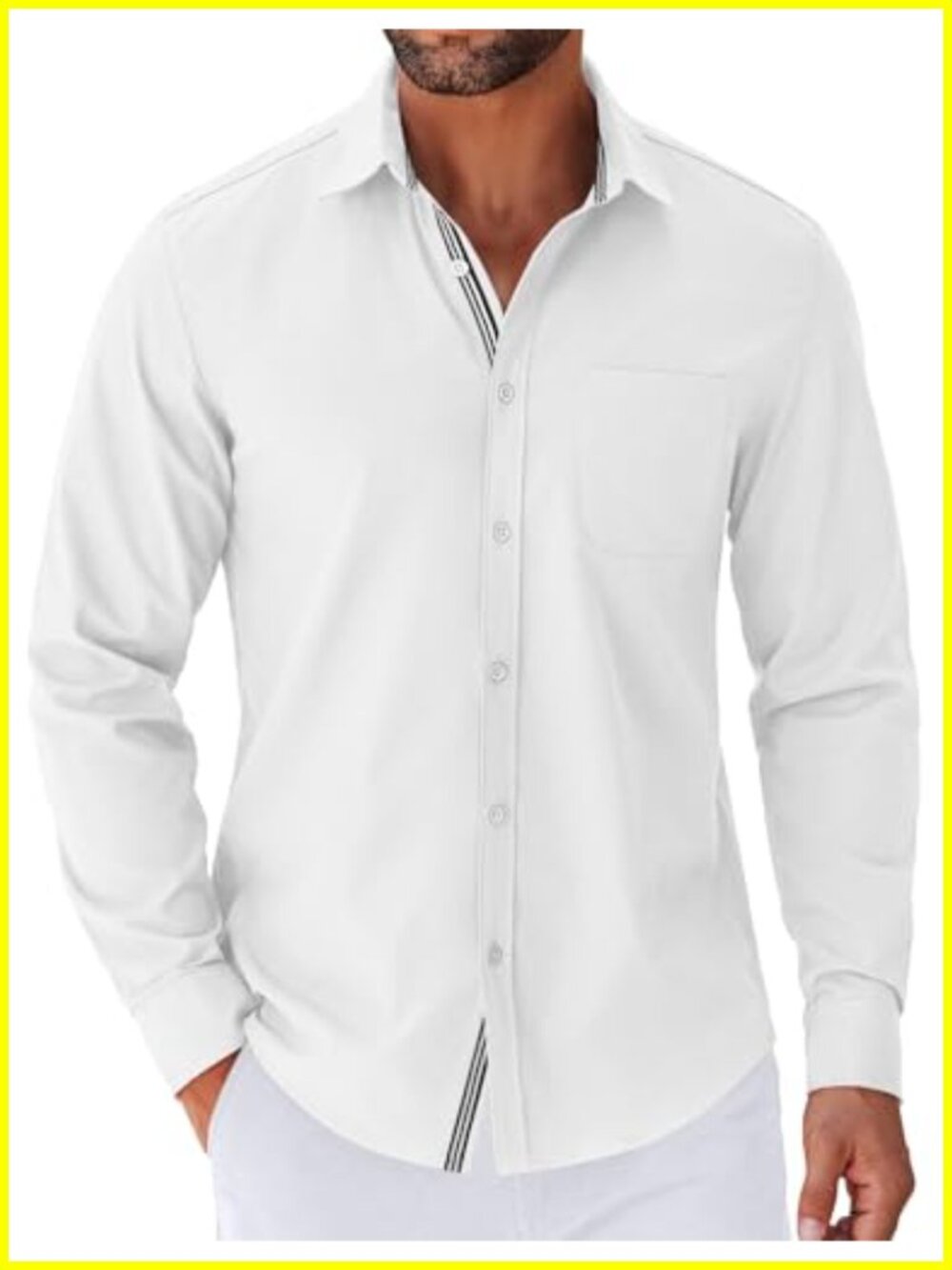 Men's Long Sleeve Casual Button Down Shirt Regular Fit Dress Shirt